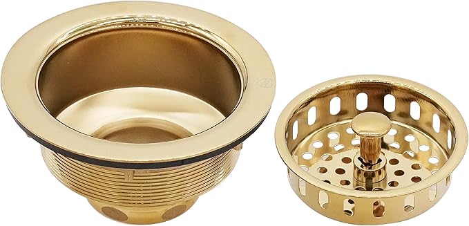 Westbrass R214-01 3-1/2-Inch Large Post Style Kitchen Sink Basket Strainer, Polished Brass