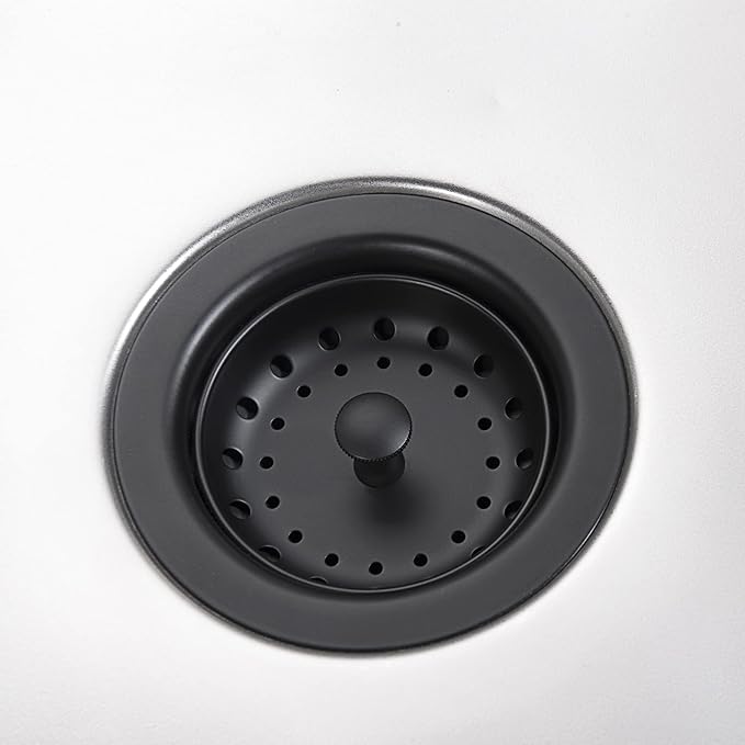 Luxier KS03-M 3-1/2 in. Drop-In Kitchen/Bar Sink Basket Strainer in Matte Black