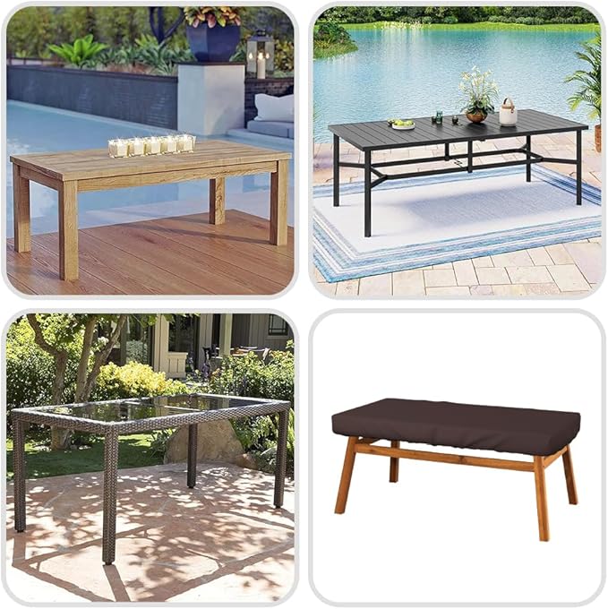 Covers & All Rectangle Table Top Cover, 12 Oz Waterproof UV & Weather Resistant Patio Table Cover, Outdoor Table Cover for Patio Furniture (85" L x 40" W x 5" H, Coffee)