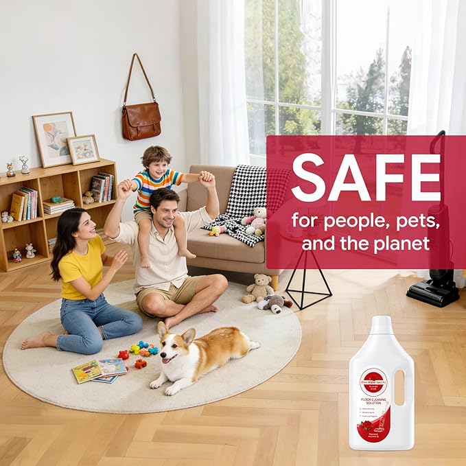 Floor Cleaner Compatible with Tineco Cleaning Solution, Suitable with All Robotic Vacuum Mop and Cordless Wet/Dry Vacuum Mop Cleaner, Multi-Surface Deodorizing & Cleaning Solution (1 L, Rose)