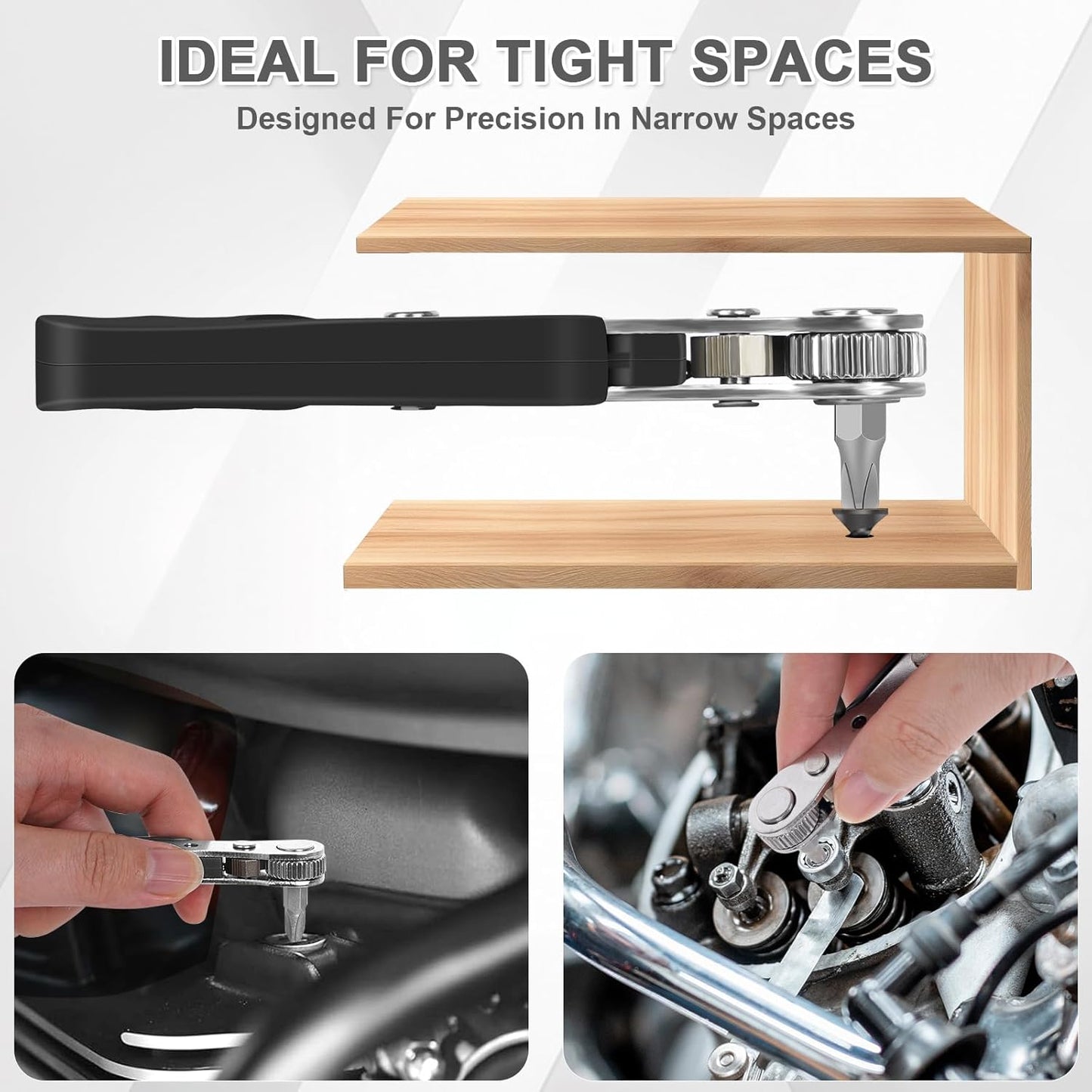 10-In-1 Angled Ratchet Screwdriver Set，90 Degree Right Angle, Angled and Offset Screwdrivers for Tight Spaces. Practical, Multifunctional, Professional Mini Ratchet Set