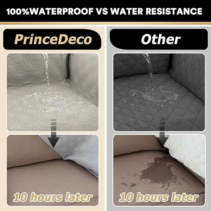 PrinceDeco Oversized Couch Cover for 3 Cushion Couch Extra Large Sofa Cover for Dogs Water Proof Furniture Protector Cover with Elastic Straps for Pet (Oversized Sofa, French Oak)