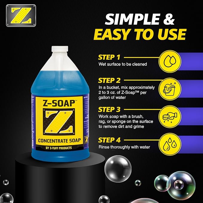 Z-TUFF PRODUCTS Soap Heavy-Duty Marine Soap for Boat Wash, RV and Car Cleaning, Remove Dirt, Stains, salt, Boat Cleaning Soap, Preserve Wax Coating - 1 Gallon Concentrated Soap