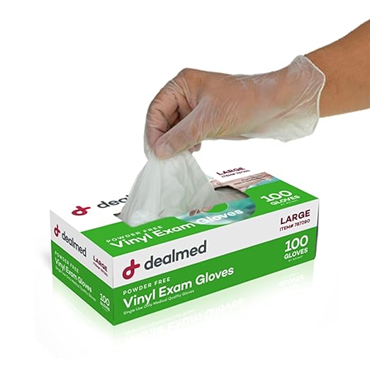 Dealmed Vinyl Exam Protection – 100 ct. Large Medical, Kitchen, Disposable, Non-Irritating Latex Free (Pack of 1)