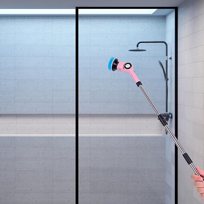 Electric Spin Scrubber, Cleaning Brush Powerful Cleaning Cordless Rechargeable Adjustable Angles Automatic Rotating Scrub Brush Set for Kitchen Bathroom Bathtub Tile Floor