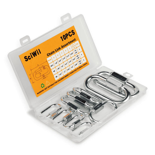 10 PCS Heavy Duty Chain Quick Links, 3 Sizes Locking - Image 1