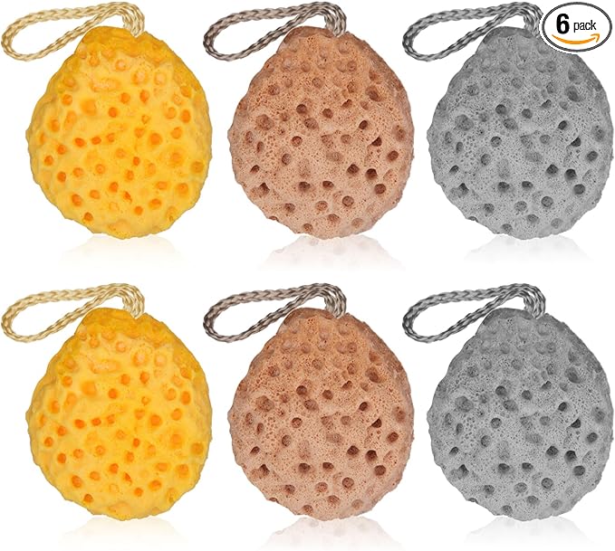 6 Pcs Bath Sponge Deep Cleansing Body Loofah Gentle and Deep Exfoliating Body Scrubber Bath Accessories Men Women Baby Sponge for Bathing Shower (Classic Color)