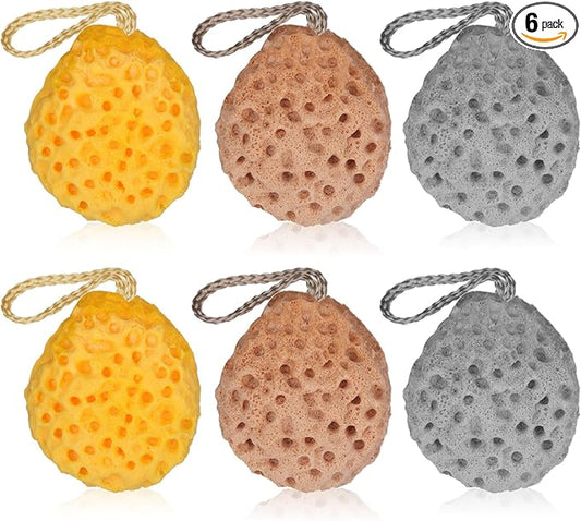 6 Pcs Bath Sponge Deep Cleansing Body Loofah Gentle and Deep Exfoliating Body Scrubber Bath Accessories Men Women Baby Sponge for Bathing Shower (Classic Color)