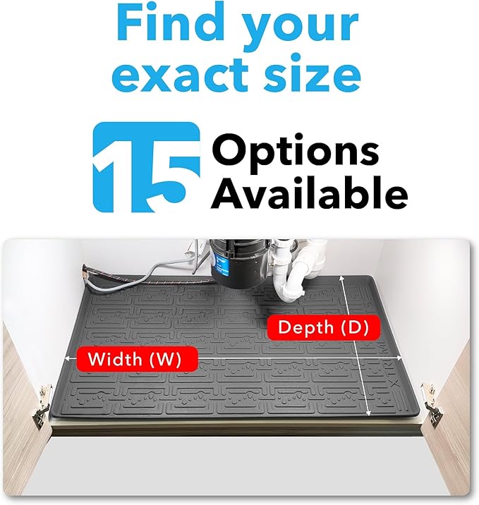 XTREME MATS Waterproof Undersink Mat (Beige 34" 1/4 x 19 1/4) Cabinet Base Liner for Bathroom Vanity Cabinets Catches Leaks Prevents Damage Flexible Driptray