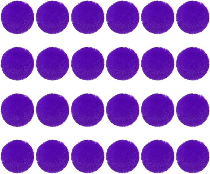 PATIKIL Faux Fur Pom Poms for Hats, 24 Pcs Fluffy Soft Fur Poms Balls with Elastic Loop for Keychain Knitting Hats DIY Scarves Gloves Bag Christmas, Purple