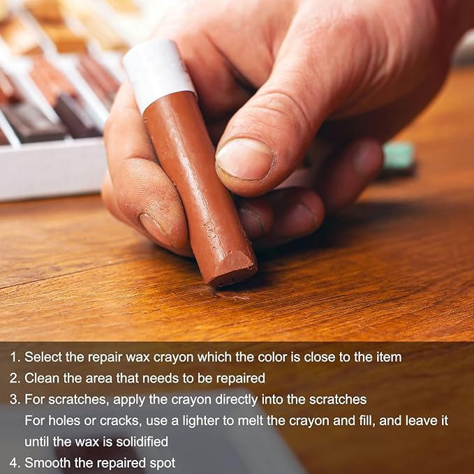 uxcell Furniture Repair Wax Crayons Kit, 20Pcs - Wood Filler Stick, Touch Up Furniture Markers - for Scratches Holes Tables Desks Wooden Floor Laminate Covers, Light Color Series