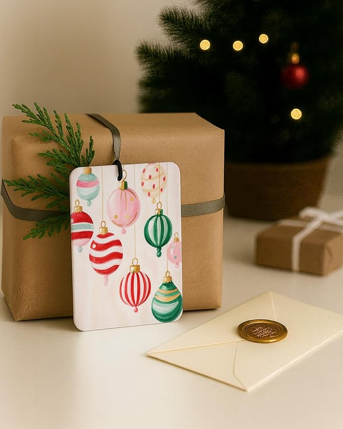 Preppy Christmas Berry Air Freshener 4 Pcs, Pastel Pink Green Candy Cane Bauble Bell Xmas Hanging Air Freshener for Cars Closet Drawer Books, Christmas Car Accessories Mirror Decor for Women