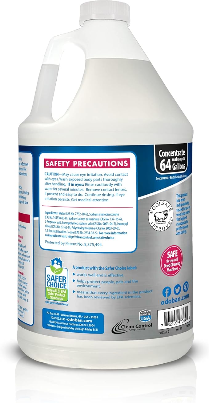OdoBan 3-in-1 Carpet Cleaner, Made in the USA, Set of 2, 1 Gallon Each