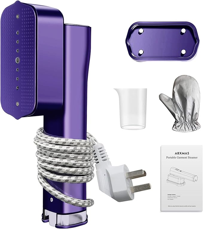Portable Steamer for Clothes, 1200W Flat-Hanging Travel Steamer, 3 Levels for Powerful Handheld Clothes Steam, 15s Fast Heating for Travel Home Office and Dorm, 100ml(Purple)