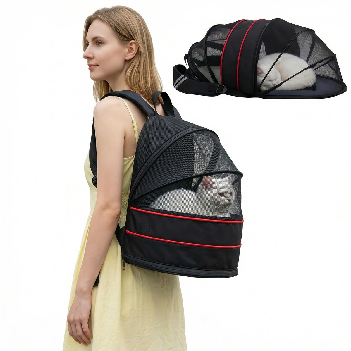 Expandable Cat Carrier Backpack, 2-in-1 Pet Tent for Cats - Image 1