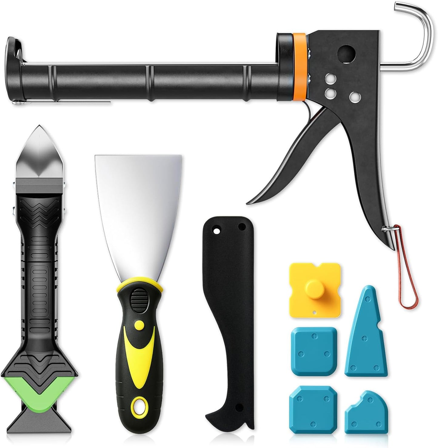 5-in-1 Caulking Tool Kit – Caulk Gun, Remover, Scraper & Finishing Set for Bathroom, Kitchen & Windows