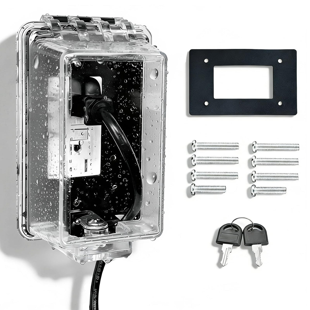 Outdoor Weatherproof Electrical Outlet Cover with Lock, Fits Most - Image 1