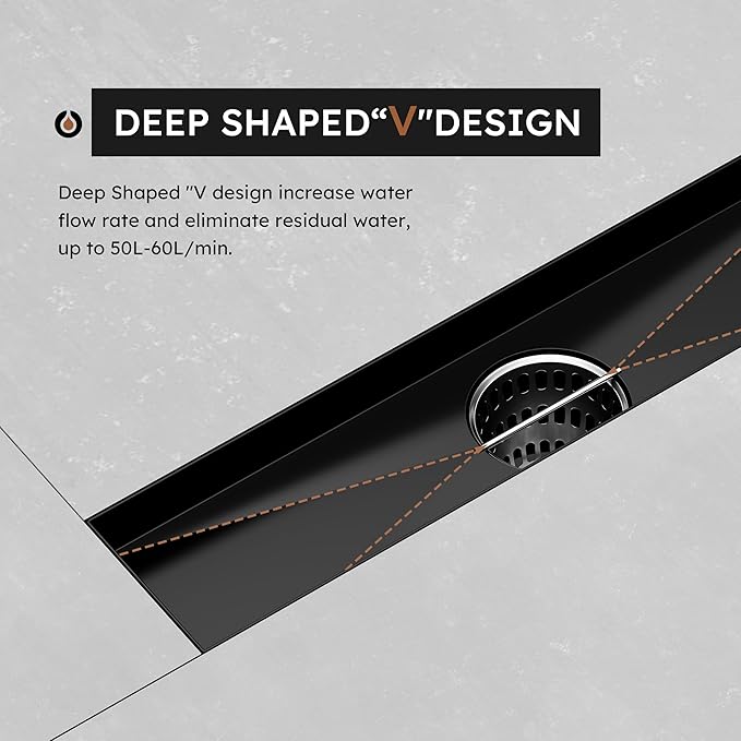 Linear Shower Drain 12 Inch,Modern Rectangle Shower Floor Drain with 2-in-1 Tile Insert Cover, Stainless Steel SUS 304, Linear Drain with Leveling Feet& Hair Strainer