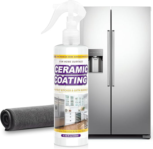 Ceramic Coating Spray 8.66oz – Appliance & Kitchen Protector for Stainless Steel – Fingerprint Resistant Cleaner & Sealer for Sinks, Fridges, Stoves – Easy Cleaning & Long-Lasting Multi-Surface Shine