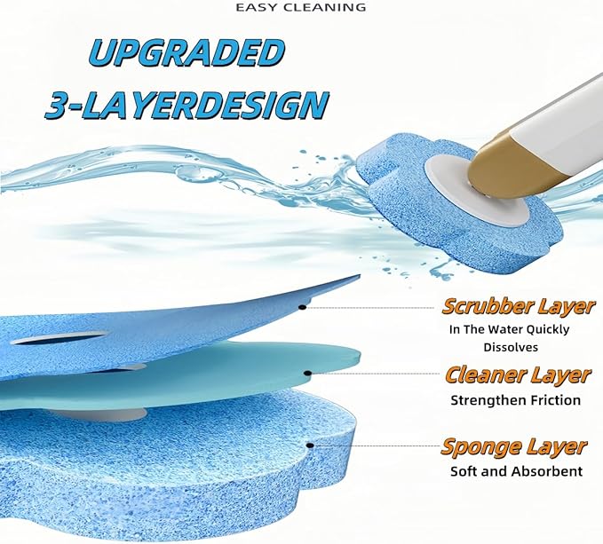 Disposable Toilet Brush and Holder,Cleaning Supplies,Deep Cleaning,Wall Mount Toilet Cleaning System,1 Toilet Wand + 18 Toilet Brush Refill (Ocean Blue Package)