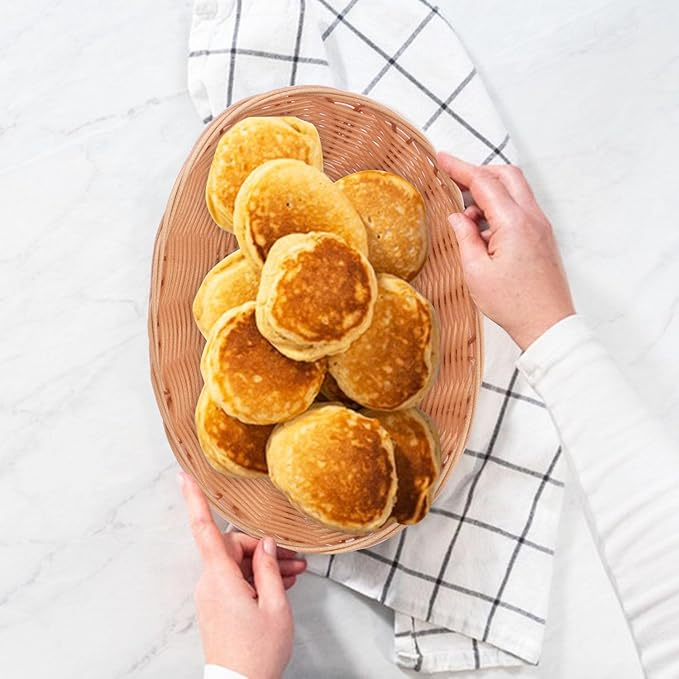 Oval Poly Wicker Baskets - Bulk, 21 Pack, Bread Baskets for Serving, Small Wicker Baskets, Durable Oval Fast Food Baskets - Food Serving Baskets for Home & Restaurant Use