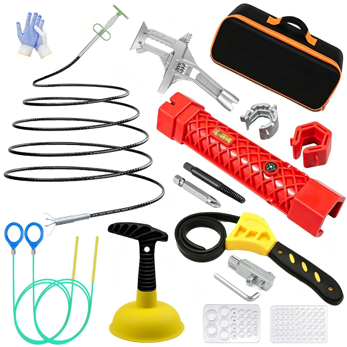 12Pcs Plumbing Tool Kit: Sink Wrench, Drain Snake & | Hand Tools - Image 1