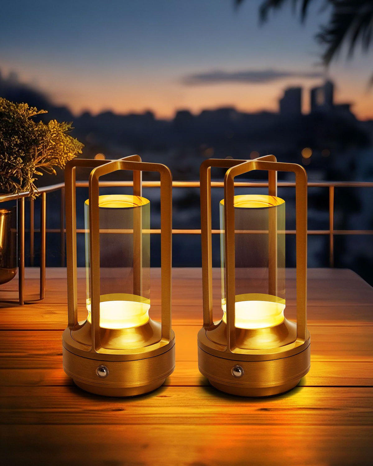Set of 2 Cordless Table Lamps Rechargeable LED Desk Lamps Gold - Image 1