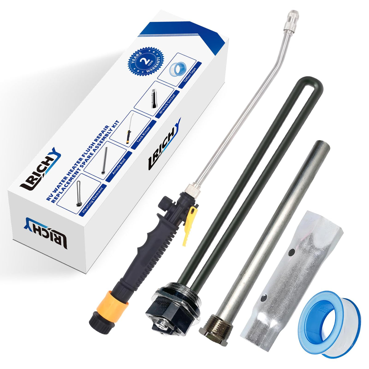 5 IN 1 RV Water Heater Anode Rod & Element & Flush Wand | Home Repair - Image 1