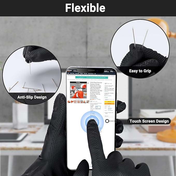 Black Nitrile Gloves Medium - 100 PCS Heavy Duty Disposable 10 Mil Nitrile Gloves for Cooking, Washing Dishes, Gardening, Cleaning, Painting, Mechanics Chemical Resistant & Oil Resistant