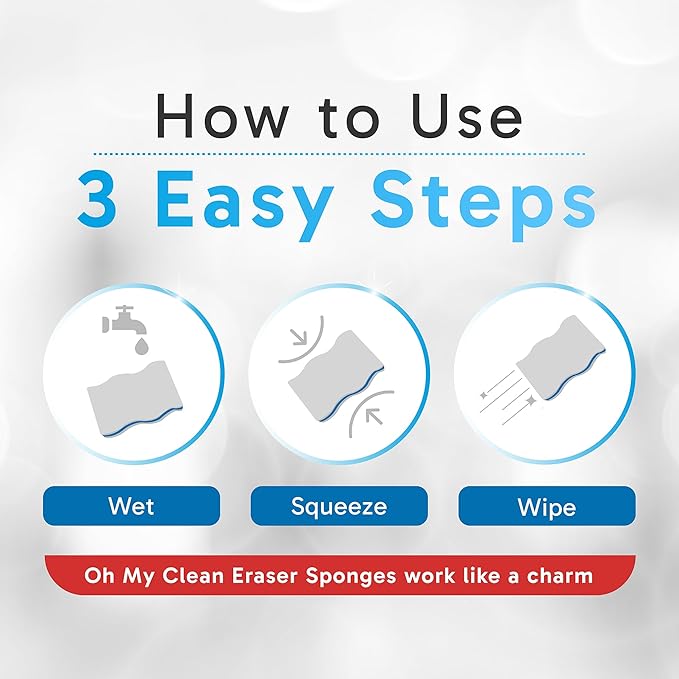 (100 Pack) Extra Durable Eraser Sponge – Extra Thick, Long Lasting Magic Melamine Cleaning Sponges in Bulk – Foam Pads for Walls, Kitchen, Bathroom, Floor & Baseboard Cleaner