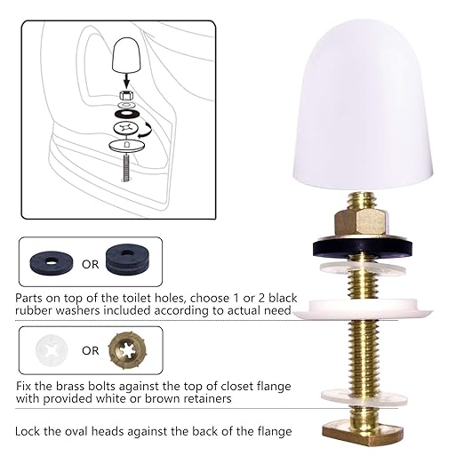 Wax Ring & Brass Bolts for Toilet Bowls Reinforced with Polyethylene Flange, Toilet Bowl Wax Gasket Seal for Floor Outlet Toilets New Install or Re-seat, Fits 3-inch or 4-inch Waste Lines