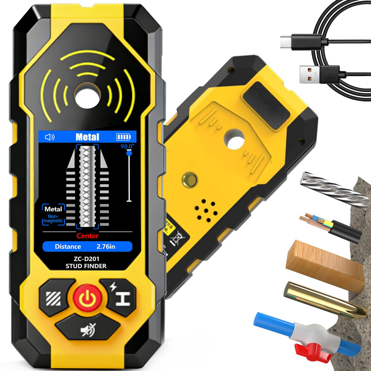 ZC-D201 6-in-1 Stud Finder, Wall Scanner Detects Wood | Home Repair - Image 1