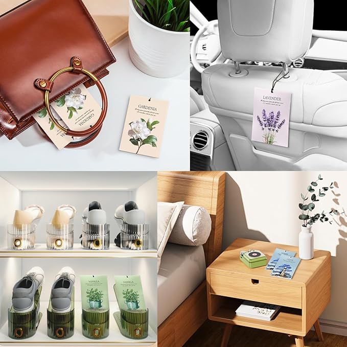 Vanilla Scented Sachet Bags - 12 Pack Closet & Drawer Freshener, Long Lasting Odor Eliminator for Wardrobes, Cars & Storage, Home Fragrance Air Freshener Sachets