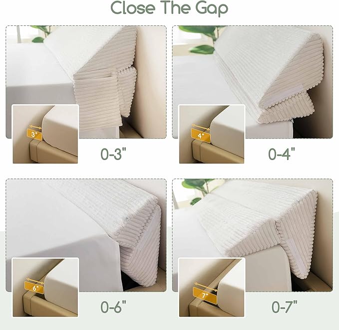 HIGOGOGO Full Size Wedge Pillow for Headboard Gap - Multi Functional Mattress Wedge Bed Gap Filler Close The Gap (0-7") Between Your Mattress and Headboard or Wall (Beige 54"x11"x9")