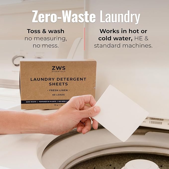 Laundry Detergent Sheets | Fresh Linen Scented Laundry Strips | Eco-Friendly, Plastic-Free Detergent for HE Machines and Everyday Use
