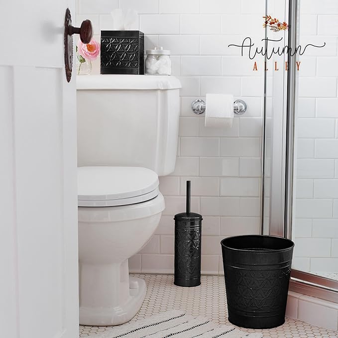 Autumn Alley Black Toilet Bowl Brush and Holder, Matte Black Bathroom Toilet Brush for Modern Farmhouse Bathroom Accessories Decor, Standing Bowl Scrubber Brush with Holder