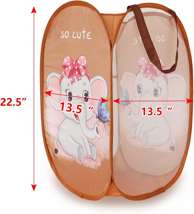 Cute Foldable Laundry Toys Tidy Clothes Socks Basket Storage Bag (Pink Kitty Cat)