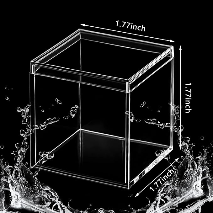 Blulu 8 Pcs Clear Acrylic Box with Lid Plastic Jewelry Mini Storage Box Mini Cube Containers for Candy and Tiny Jewelry Easter Party Favor(1.77 x 1.77 x 1.77 Inch,Classic Style)