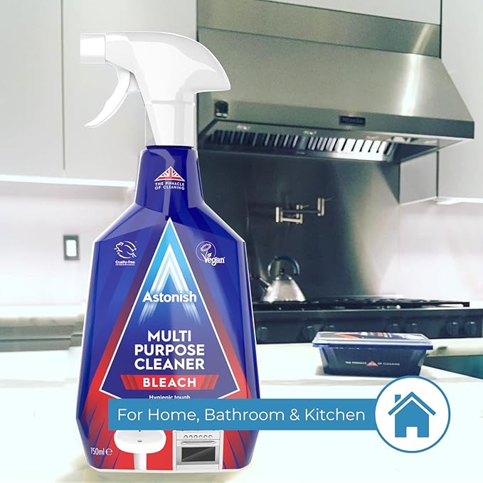 Astonish Multi Purpose Cleaning Spray 3 Pack With The Power Of Bleach - All Purpose Cleaning Solution Removes Heavy Duty Stains & Hygienically Cleans Bathrooms & Kitchen Surfaces, 750ml Spray Bottle