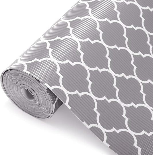 Glotoch 2 Rolls Non Adhesive Shelf Liners for Kitchen Cabinets, Waterproof Drawer Liners for Kitchen, Non Slip Cabinet Liners for Shelves/Dresser/Refrigerator/Bathroom, 17.5" x 30 FT, Gray