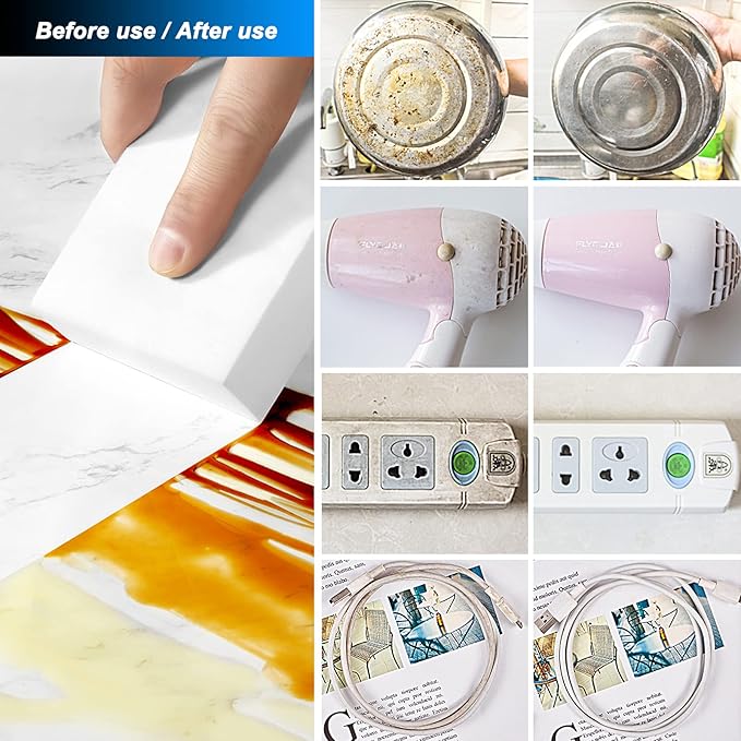 Melamine Sponge, 100Pcs+50Pcs+25Pcs,175pcs in total, Magic Sponge Eraser, Durable Cleaning Foam, Premium Scrubber Pads, for Sinks, Kitchen, Bathroom, Wall, Glass, Shoes, Multi-Purpose Powerful Sponge.