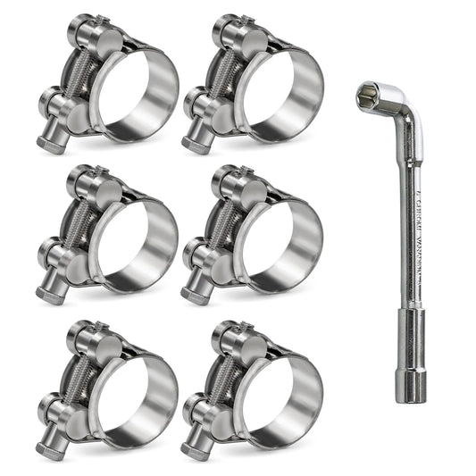 6 Pack 26-28mm (1.02-1.1") T-Bolt Hose Clamp,Stainless | Hand Tools - Image 1