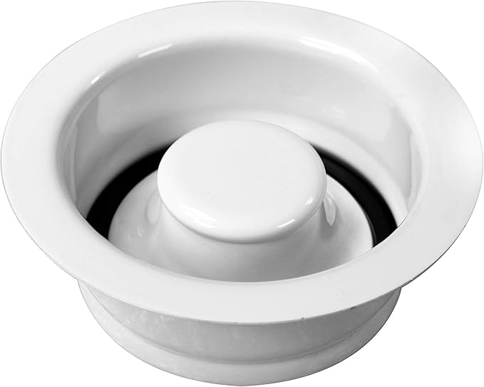 Westbrass D2165-50 Post Style Large Kitchen Basket Strainer with Waste Disposal Flange and Stopper, Powder Coat White