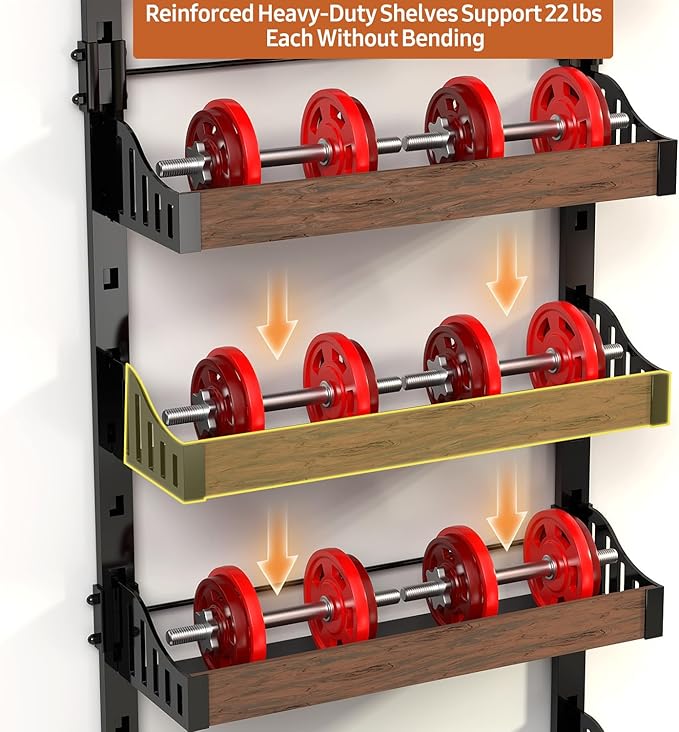 Over the Door Pantry Organizer: Pantry Organization and Storage with Hanging Basket - 9-Tier Metal Spice Rack Adjustable Shelves for Kitchen Bedroom Bathroom & Laundry Room Black