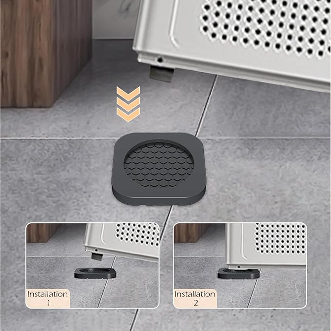Shock Absorbing Mat-Square, Anti Vibration Pads for Washing Machine, Anti Vibration Pads Prevent Washer & Dryer Moving Shaking Walking, Floor Protector 4 Pack