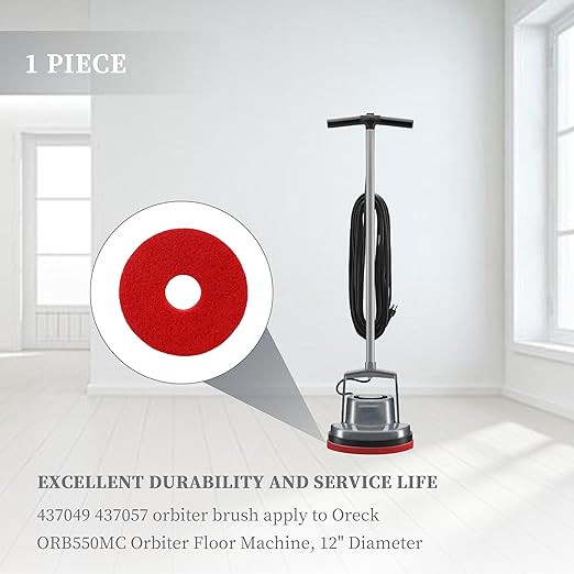 12”Cleaning Orbiter Floor Pads 437.049 for Oreck ORB550MC Orbiter Floor Machine - Red 2pcs