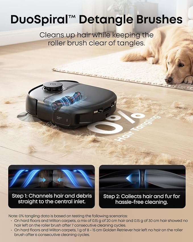 eufy Robot Vacuum C28 for Pet Hair, 15,000 Pa Suction, HydroJet™ Self-Cleaning Roller Mop, DuoSpiral Anti-Tangle Brush, All-in-One Auto-Empty Station, AI Obstacle Avoidance