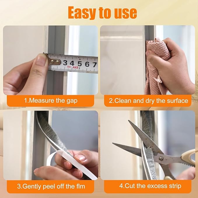 Bruiefpap 39.4FT Weather Stripping for Doors and Windows, Self-Adhesive Window Insulation for Winter, Weatherstrip for Draft Stopper, Soundproofing, Dustproof, 0.35'' Wide x 0.2'' Thick, Grey