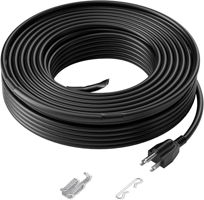 VEVOR Self-Regulating Pipe Heating Cable, 80FT 5W/FT Heat Tape for Pipes, Roof Snow Melting De-icing, Gutter and Pipe Freeze Protection