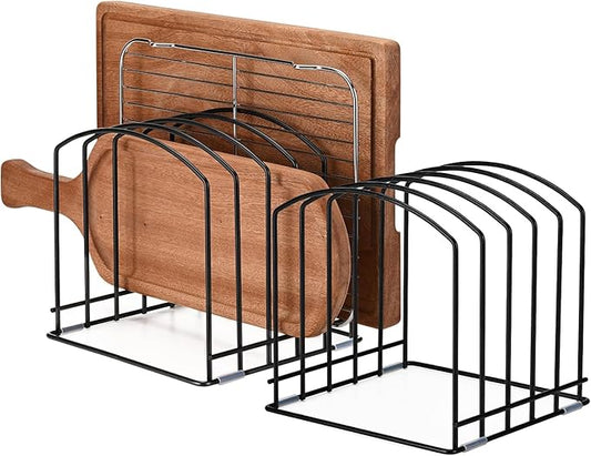 5-Slot Cutting Board Organizer, Bakeware Organizer, and Kitchen Cabinet Organizer for Baking Trays and Cookie Sheets (2pcs 5 Slots for one size)